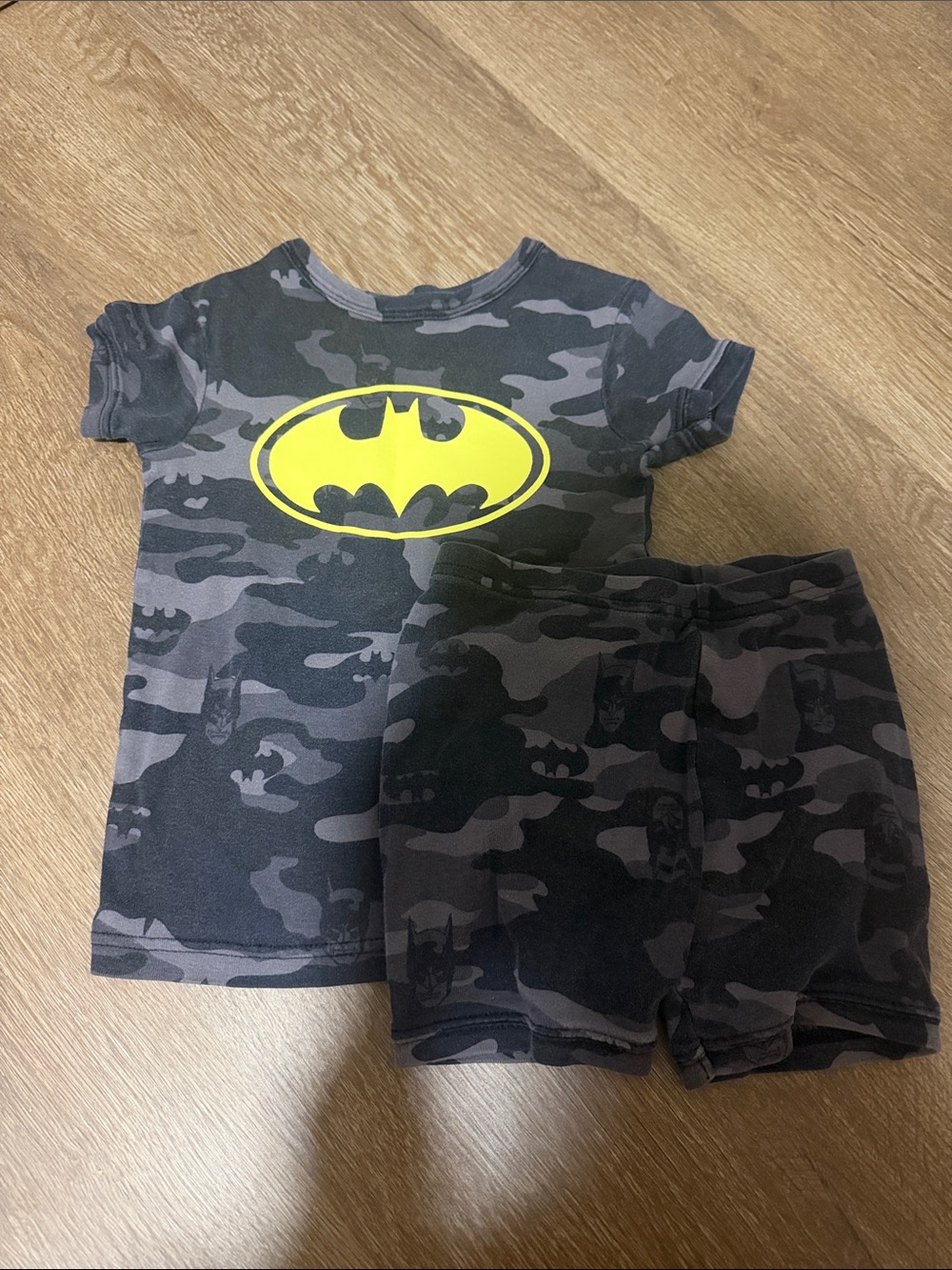GAP Kids Batman Camo Pajama Set - Black & Gray with Yellow Logo